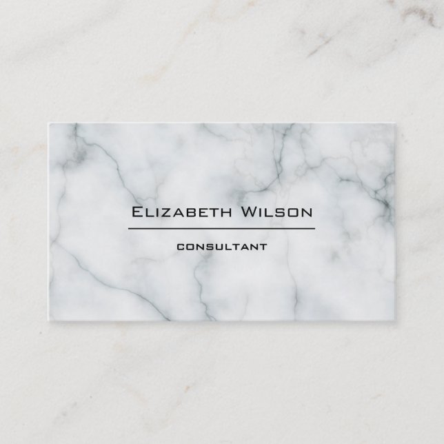 black and white marble professional elegant plain business card (Front)
