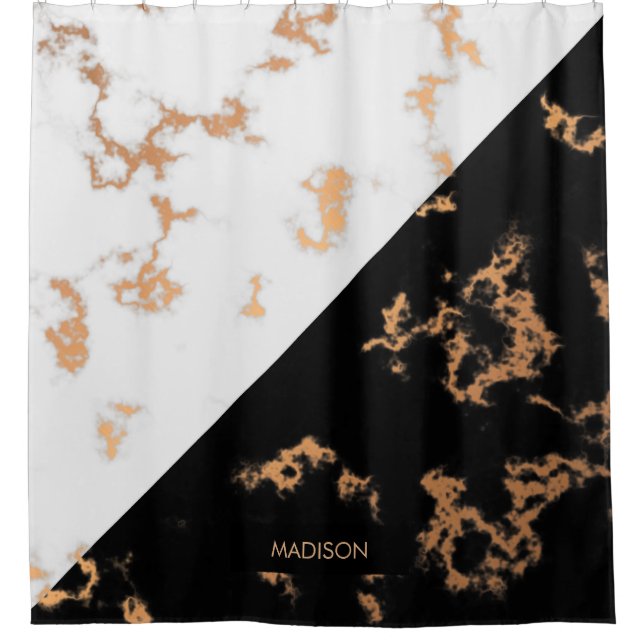 Black and White Marble Shower Curtain (Front)