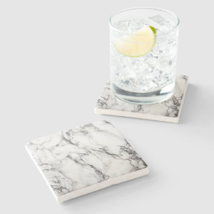 black and white marble stone coaster