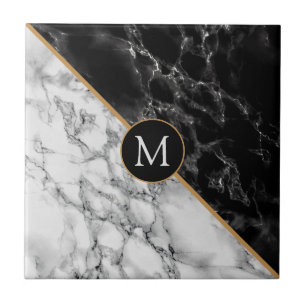 Black and White Marble Stone Customisable Tile