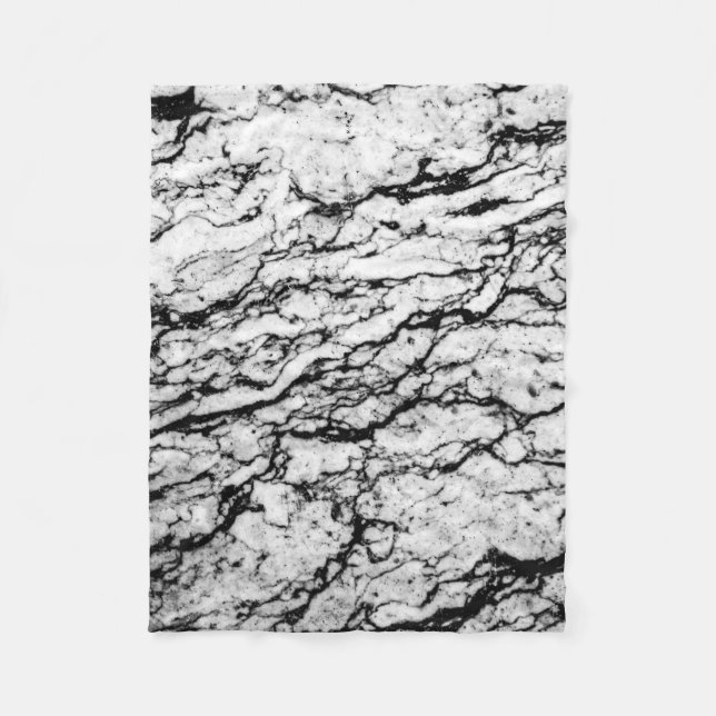 Black and White Marble Stone Pattern Fleece Blanket (Front)
