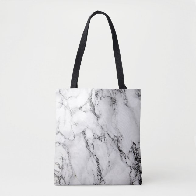 black and white marble stone tote bag (Front)