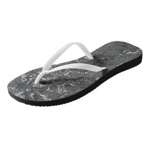 Black and White Marble Swirl Abstract Flip Flops