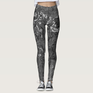 Black and White Marble Swirl Abstract Leggings