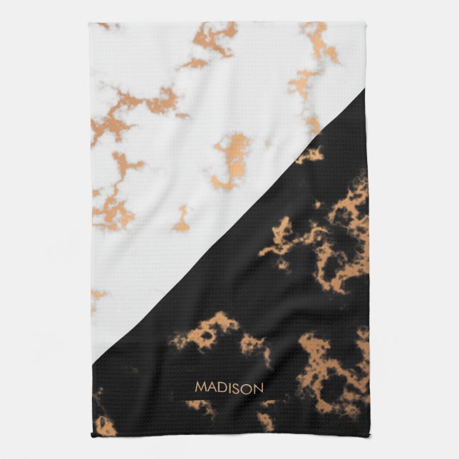 Black and White Marble Tea Towel (Vertical)