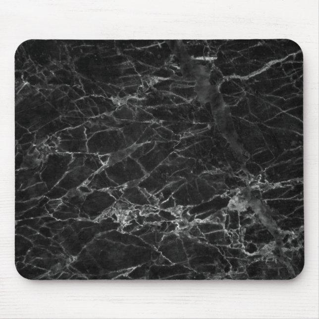 Black and White Marble Texture Mouse Mat (Front)