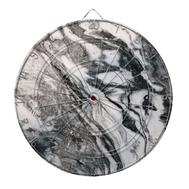 Black and White Marble Texture Pattern Dartboard (Front)
