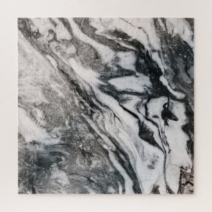 Black and White Marble Texture Pattern Jigsaw Puzzle