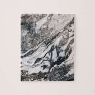 Black and White Marble Texture Pattern Jigsaw Puzzle