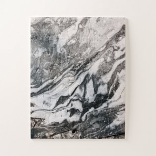 Black and White Marble Texture Pattern Jigsaw Puzzle