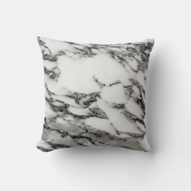 Black and White Marble Throw Pillow (Front)