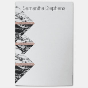 Black and White Marble Triangles and Rose Gold Post-it Notes