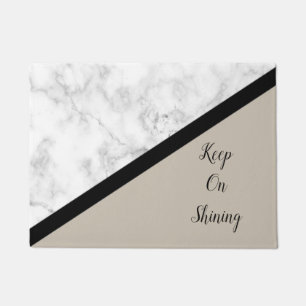Black and White Marble w/Black Line and Tan Doormat