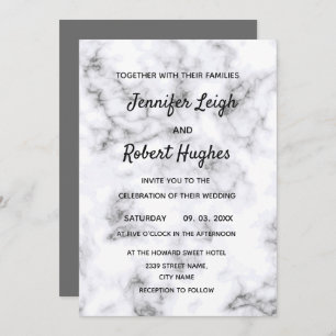Black and white Marble wedding Invitation