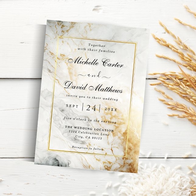 Black And White Marble Wedding Invitation (Creator Uploaded)