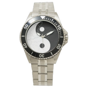 Black and White Marble Yin Yang Watch