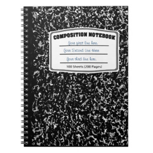 Black and white marbled print composition notebook