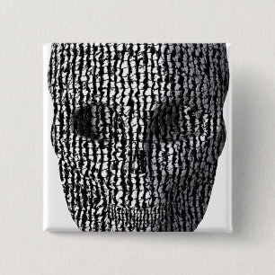 Black And White Marbled Skull 15 Cm Square Badge