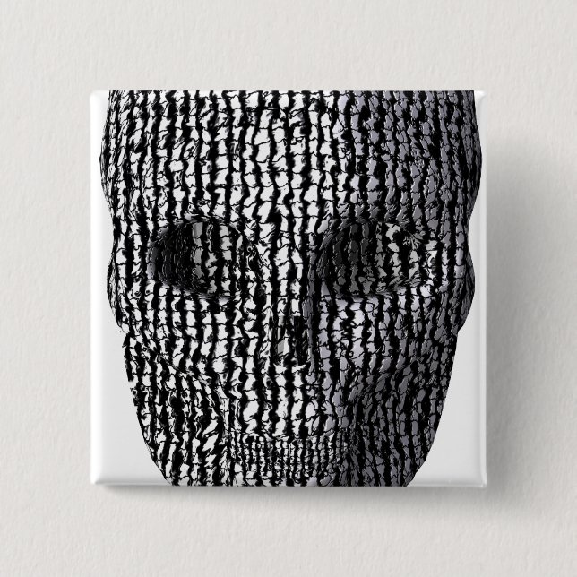 Black And White Marbled Skull 15 Cm Square Badge (Front)