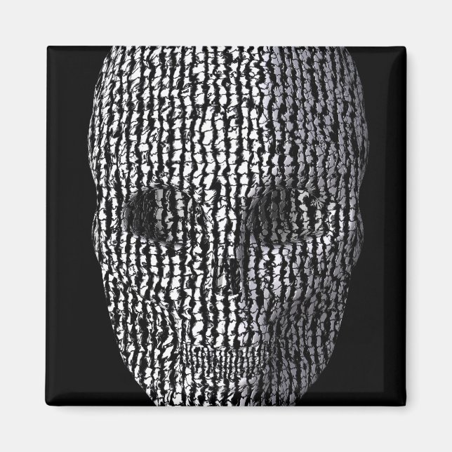Black And White Marbled Skull Magnet (Front)