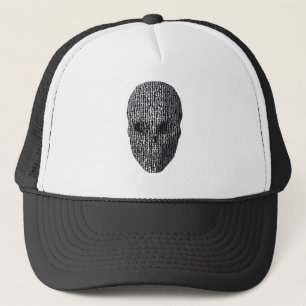 Black And White Marbled Skull Trucker Hat