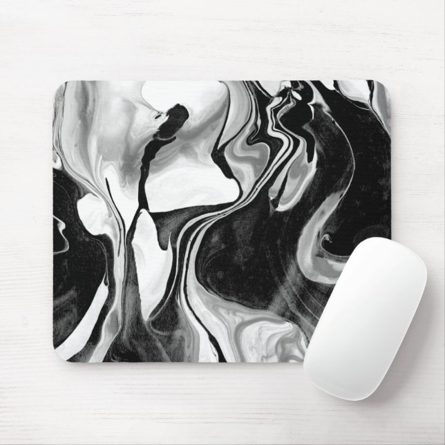 Black and White Marbling Mouse Mat (With Mouse)