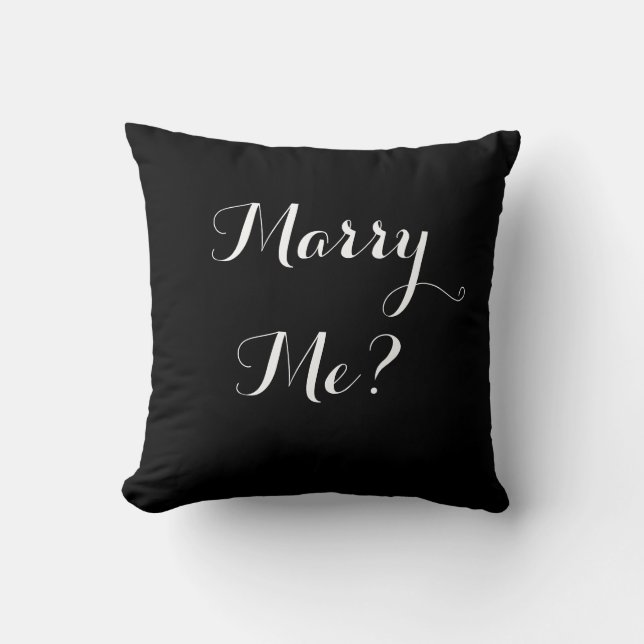 Black and White Marry Me Proposal Pillow Monograms (Front)