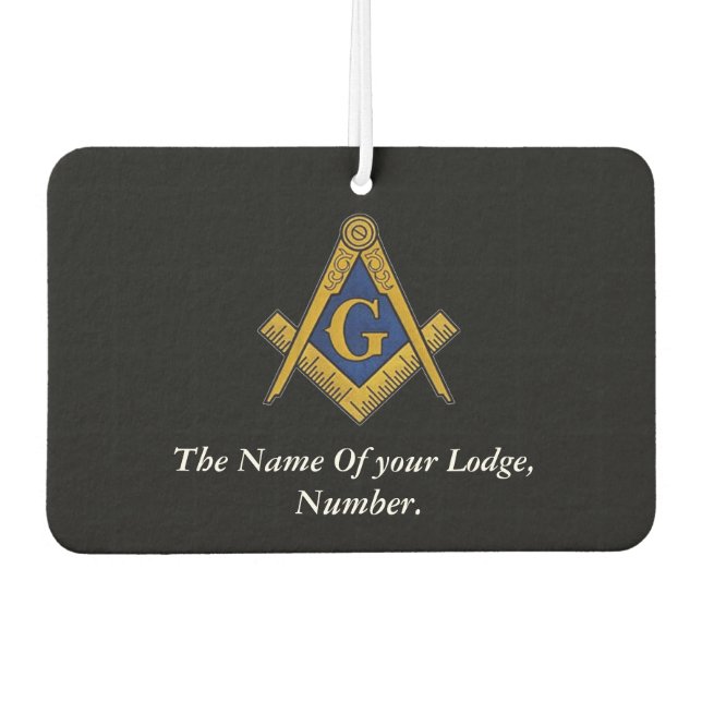 Black and White Masonic Freemason Compass Car Air Freshener (Front)