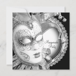 Black and White Masquerade Party Invitation