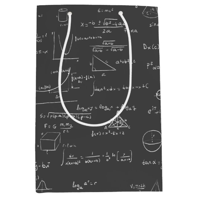 Black and white math equations and formulas medium gift bag (Front)