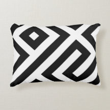 Black and White Maze Lines Pattern Pillow