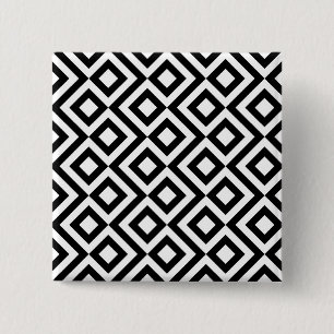 Black and White Meander 15 Cm Square Badge