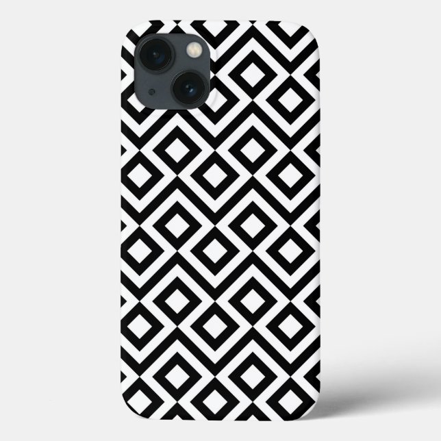 Black and White Meander Battery Case (Back)