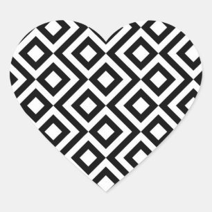 Black and White Meander Heart Sticker