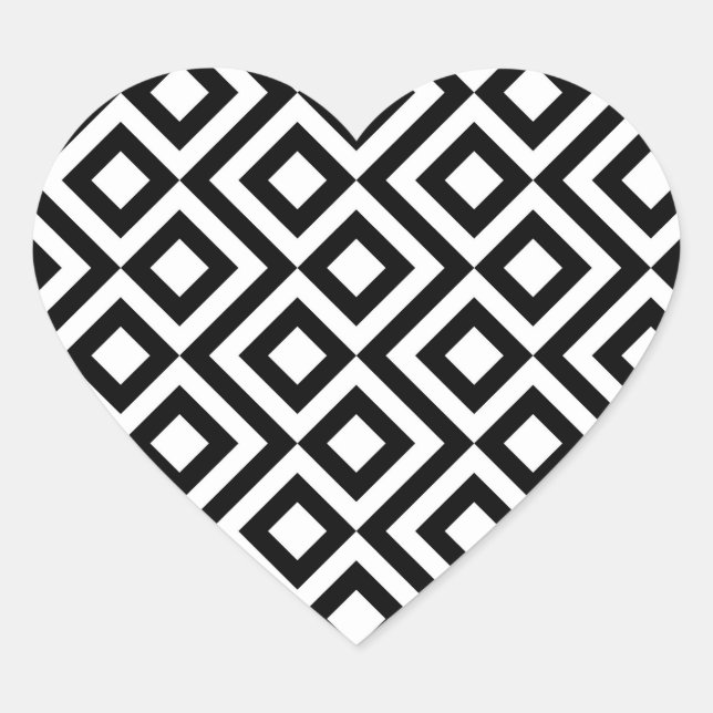 Black and White Meander Heart Sticker (Front)