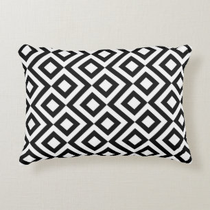 Black and White Meander Pattern Decorative Cushion