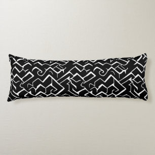 Black and White Meander Pattern Modern Gothic Body Cushion
