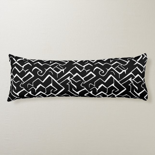 Black and White Meander Pattern | Modern Gothic Body Cushion (Front)