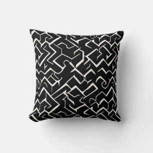 Black and White Meander Pattern   Modern Gothic Cushion