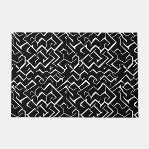 Black and White Meander Pattern Modern Gothic Doormat