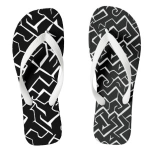 Black and White Meander Pattern   Modern Gothic Flip Flops