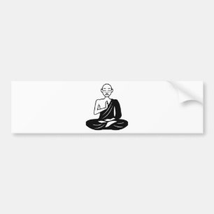 Black and White Meditating Monk Bumper Sticker