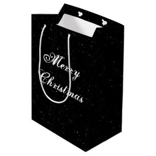 Black and White Medium Christmas Medium Gift Bag
