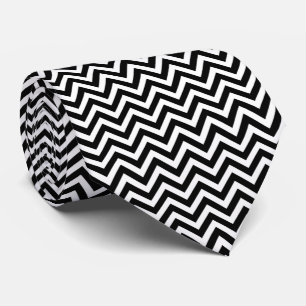 Black and White Medium Size Horizontal Chevron Tie