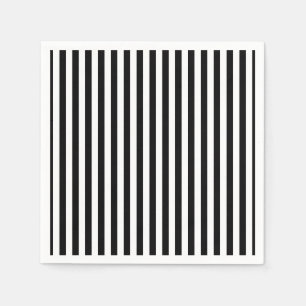 Black and White Medium Size Vertical Stripes Paper Napkin
