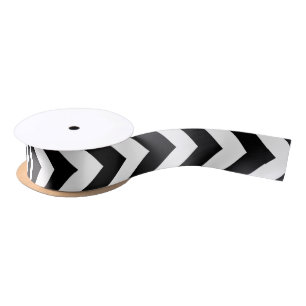 Black and White Medium Vertical Chevron Ribbon Satin Ribbon