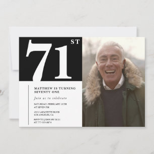 Black and White Men 71st birthday Invitation