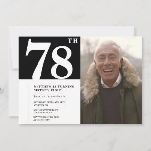 Black and White Men 78th birthday Invitation