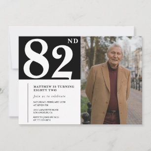 Black and White Men 82nd birthday Invitation