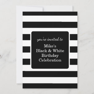 Black and White Mens Birthday Party  Invitation